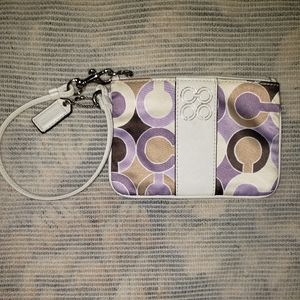 MINI Coach Wristlet Monogram Purple Cream Tan